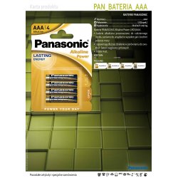 Baterie alkaliczne Panasonic blister AAA 4 szt. LR3