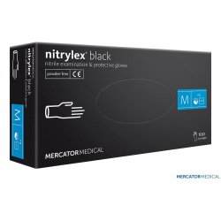 Rękawice nitrylowe mocne jednorazowe Mercator Nitrylex black - opakowanie 100 szt. (50 par)